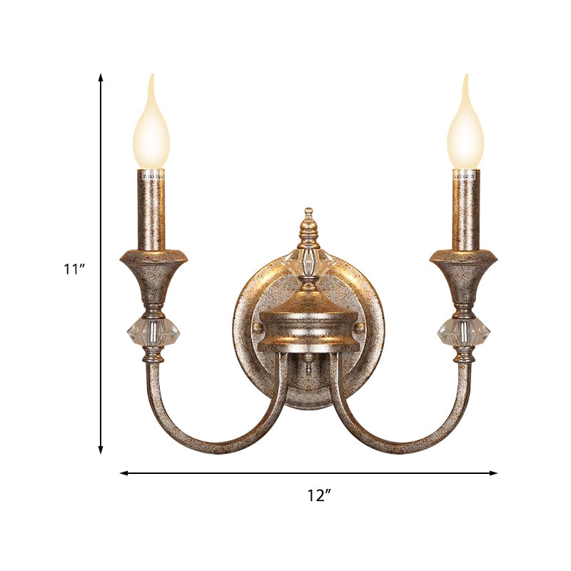 Retro Rustic Metal Wall Mount Lamp With Dual Head - Bedroom Sconce Light Fixture Bare Bulb/Tapered