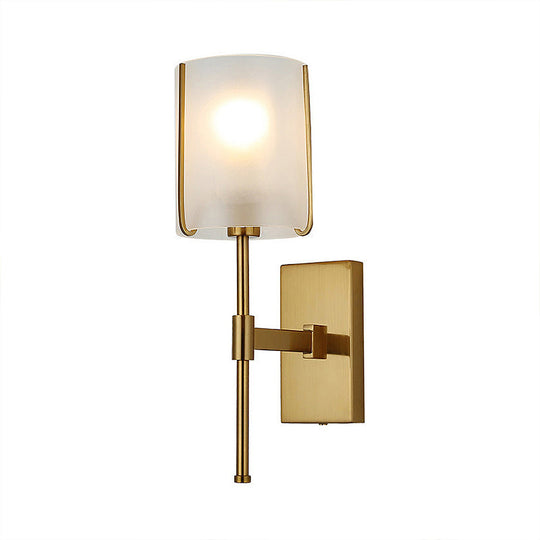 Gold Cylinder Shade Sconce: Simple Wall Mounted Light For Living Room