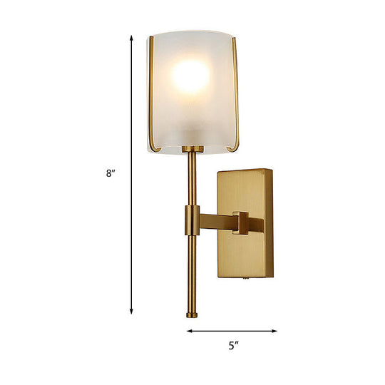 Gold Cylinder Shade Sconce: Simple Wall Mounted Light For Living Room