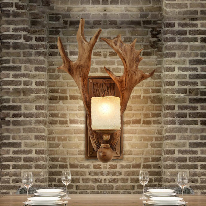 Rustic Beige Resin Sconce Light Fixture With Elk Design - Wall Mounted Lighting For Dining Room Wood