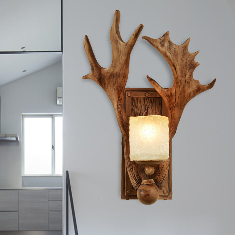 Rustic Beige Resin Sconce Light Fixture With Elk Design - Wall Mounted Lighting For Dining Room