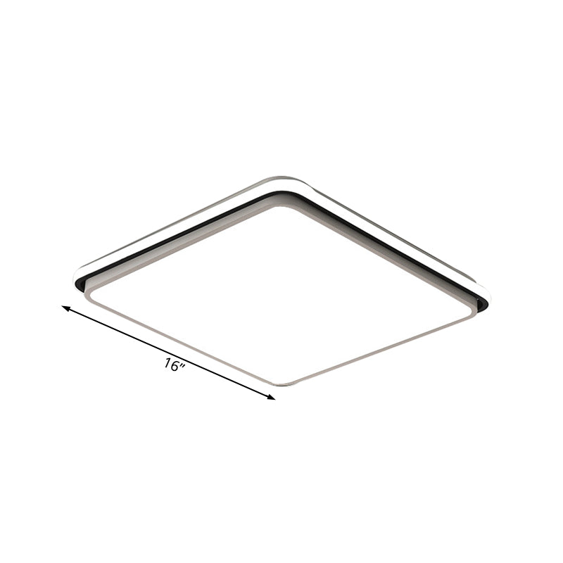 Modern Led Acrylic Flush Mount Ceiling Light - 16/19.5/35.5 Wide Black & White Square/Rectangle