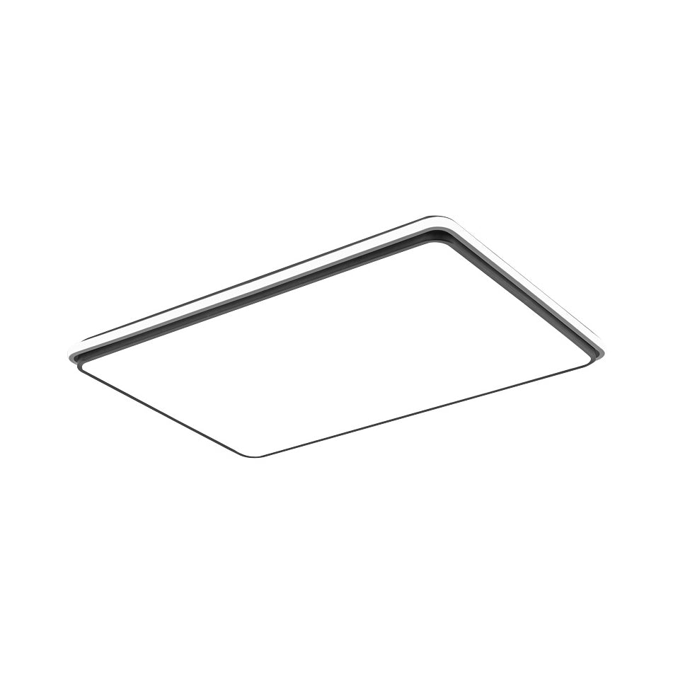 Plafonnier LED moderne en acrylique à encastrer - 16"/19,5"/35,5" de large, carré/rectangle noir et blanc, lumière blanche/chaude