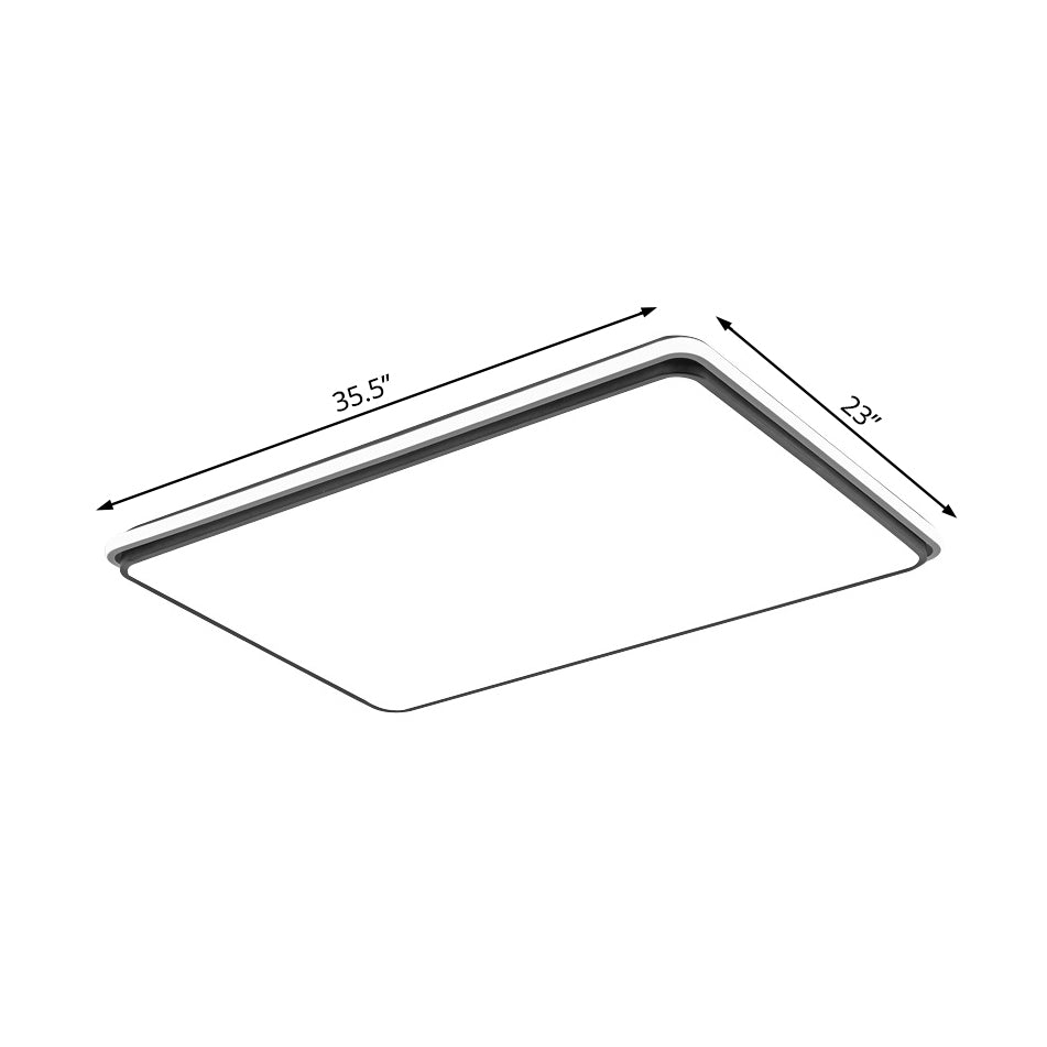 Plafonnier LED moderne en acrylique à encastrer - 16"/19,5"/35,5" de large, carré/rectangle noir et blanc, lumière blanche/chaude