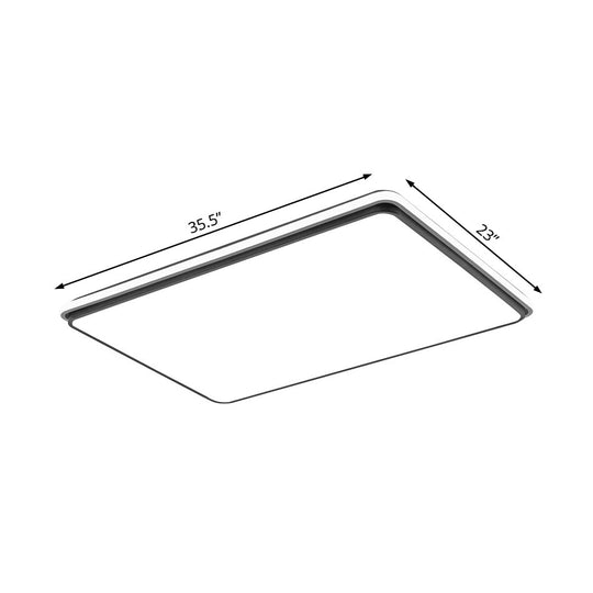 Plafonnier LED moderne en acrylique à encastrer - 16"/19,5"/35,5" de large, carré/rectangle noir et blanc, lumière blanche/chaude