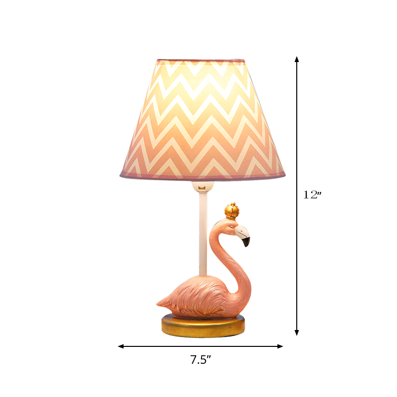 Flamingo Cartoon Resin Bedroom Nightstand Lamp In Pink - 7.5/10 Height