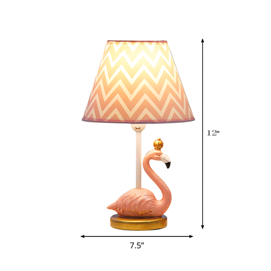 Flamingo Cartoon Resin Bedroom Nightstand Lamp In Pink - 7.5/10 Height