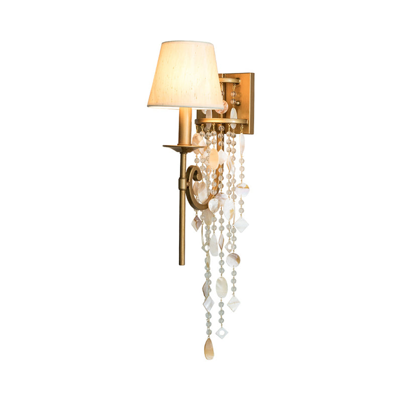 Classic Metal Torch Bedroom Wall Light Fixture In Brown/Gold - 1 Sconce Lamp (With/Without Shade)