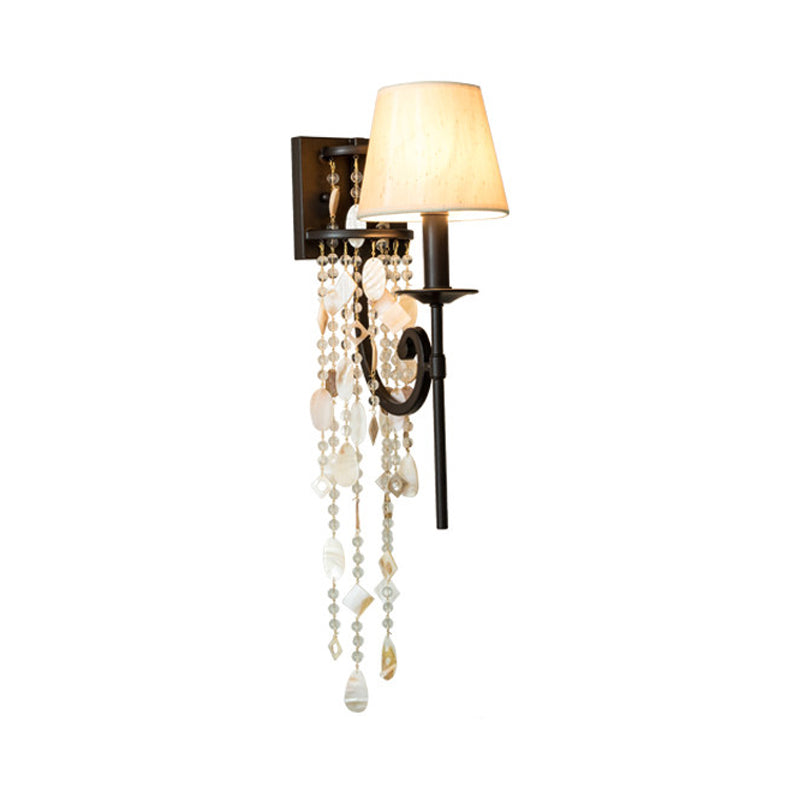 Classic Metal Torch Bedroom Wall Light Fixture In Brown/Gold - 1 Sconce Lamp (With/Without Shade)