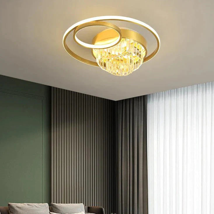 Creative Crystal light in the bedroom Copper Ceiling Lamp