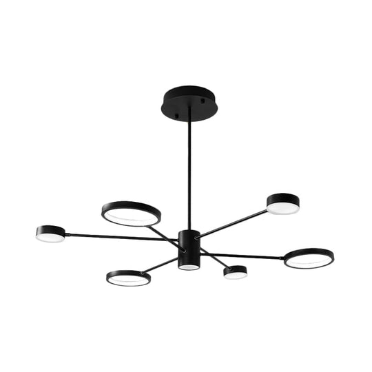 Modern Acrylic Led Sputnik Chandelier With 6/8/10 Lights In Black White/Warm Light