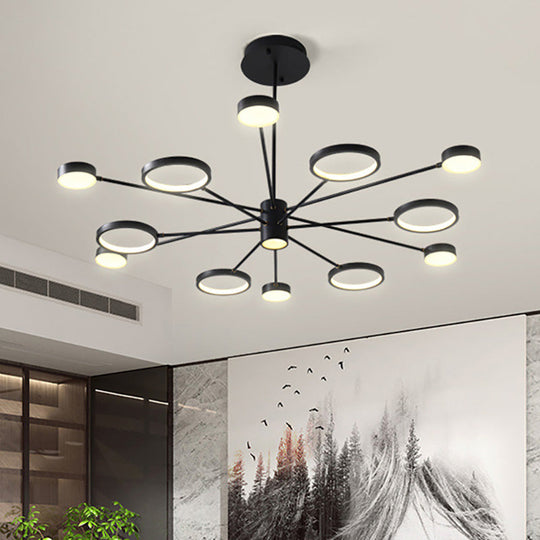 Modern Acrylic Led Sputnik Chandelier With 6/8/10 Lights In Black White/Warm Light 12 / Warm