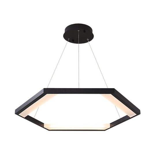 Modernist Hexagon Acrylic Chandelier - Black Led Ceiling Light With White/Warm 1/2/3 Lights