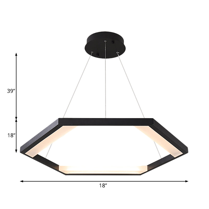 Modernist Hexagon Acrylic Chandelier - Black Led Ceiling Light With White/Warm 1/2/3 Lights