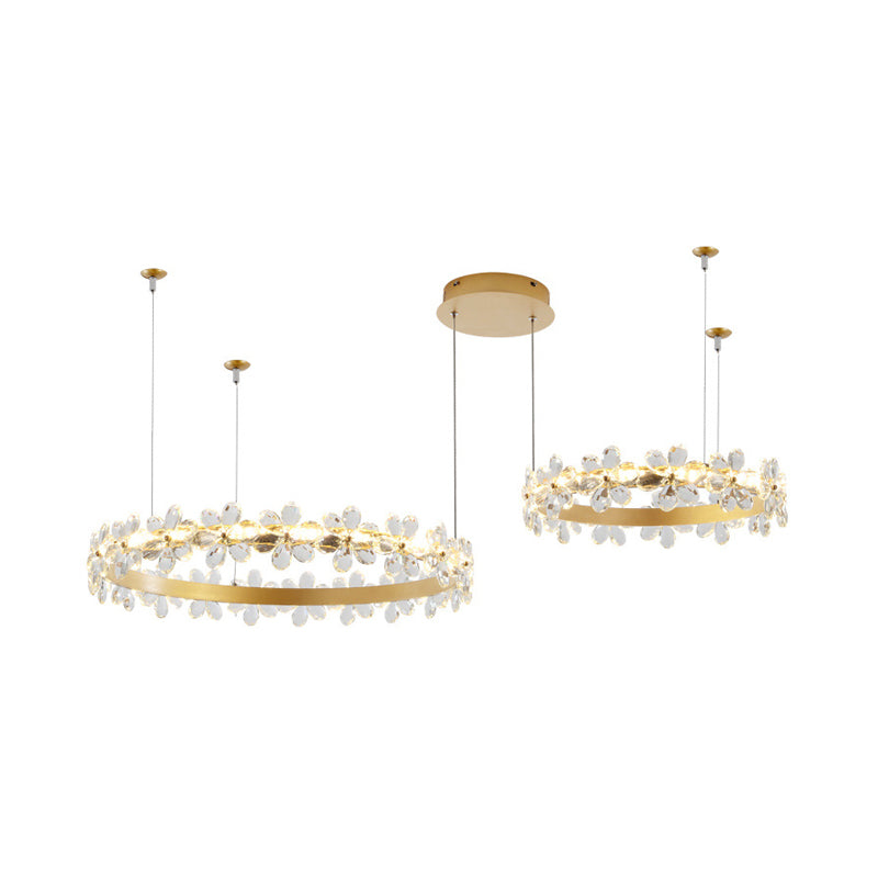 Contemporary White Garland Chandelier: LED Crystal Pendant Light Fixture (2/3 Lights) in White/Warm Light