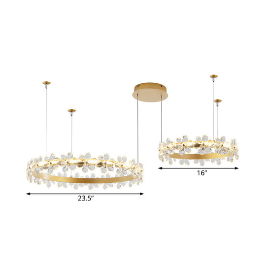 Contemporary White Garland Chandelier: LED Crystal Pendant Light Fixture (2/3 Lights) in White/Warm Light