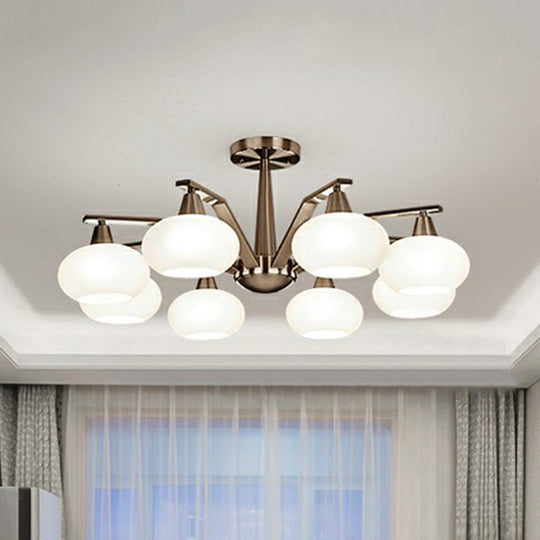 Sleek Oval Semi-Flush Mount Ceiling Light with Opal Glass: Modern Nickel Chandelier for Living Room