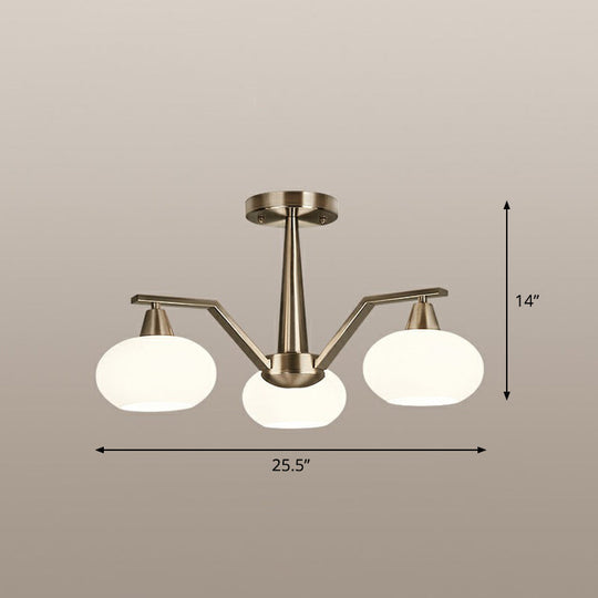 Sleek Oval Semi-Flush Mount Ceiling Light with Opal Glass: Modern Nickel Chandelier for Living Room