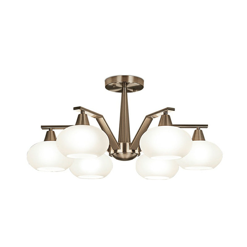 Sleek Oval Semi-Flush Mount Ceiling Light with Opal Glass: Modern Nickel Chandelier for Living Room