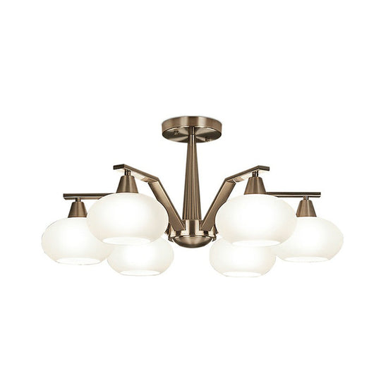 Sleek Oval Semi-Flush Mount Ceiling Light With Opal Glass: Modern Nickel Chandelier For Living Room