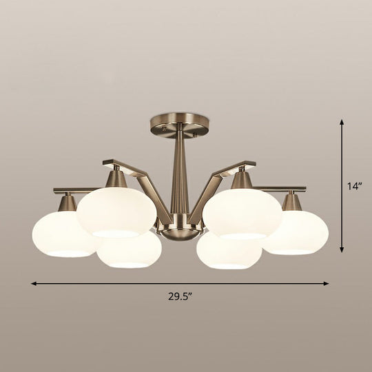 Sleek Oval Semi-Flush Mount Ceiling Light with Opal Glass: Modern Nickel Chandelier for Living Room