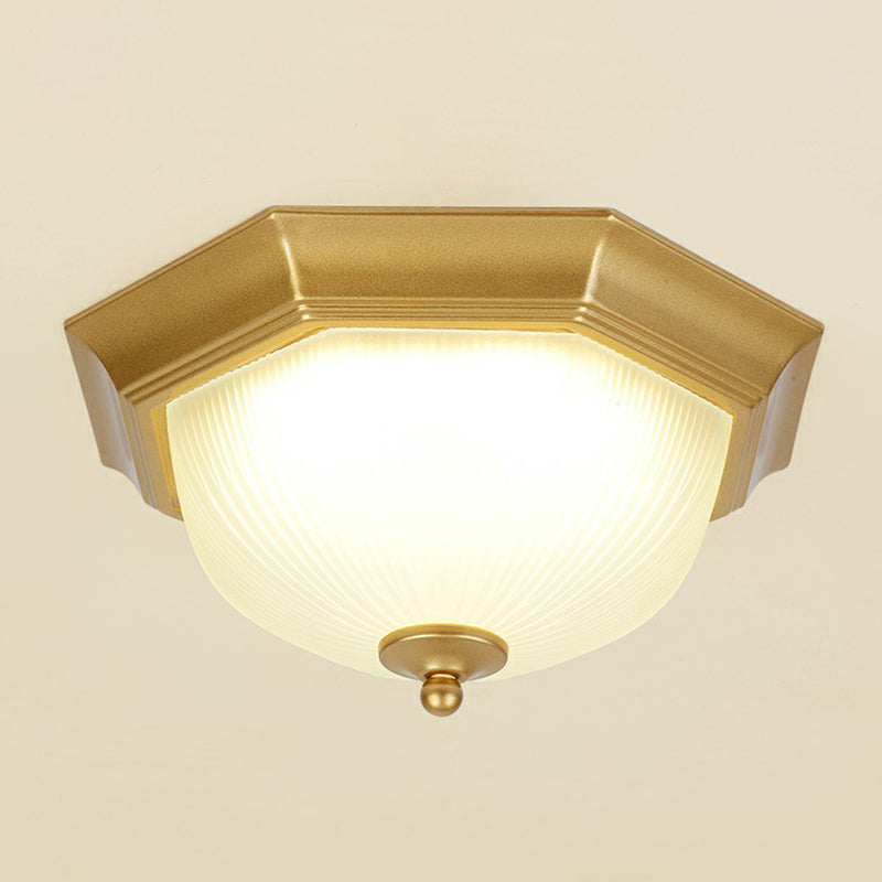 Frosted Rib Glass Dome Vintage LED Flush Mount Ceiling Light for Hallways