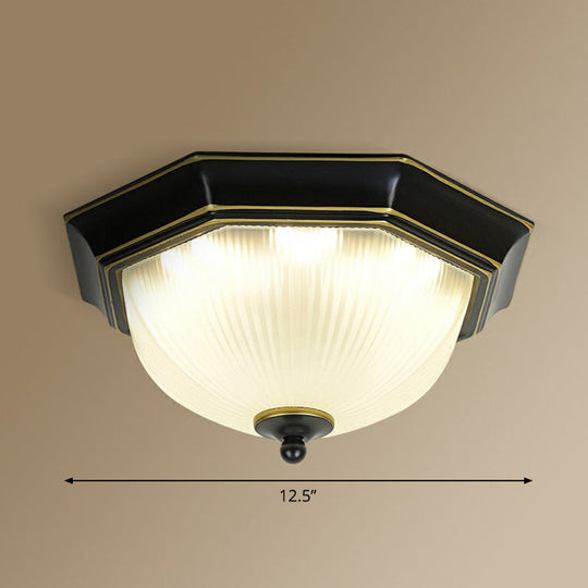 Frosted Rib Glass Dome Vintage LED Flush Mount Ceiling Light for Hallways