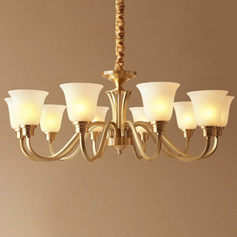 Brass Chandelier Pendant Light With Traditional Flared Design 10 /