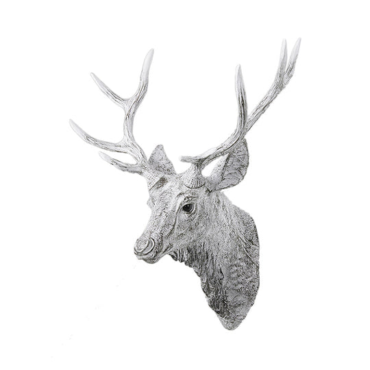 Traditional Deer Head Wall Light In Resin Grey/Silver/Bronze With 1 Sconce