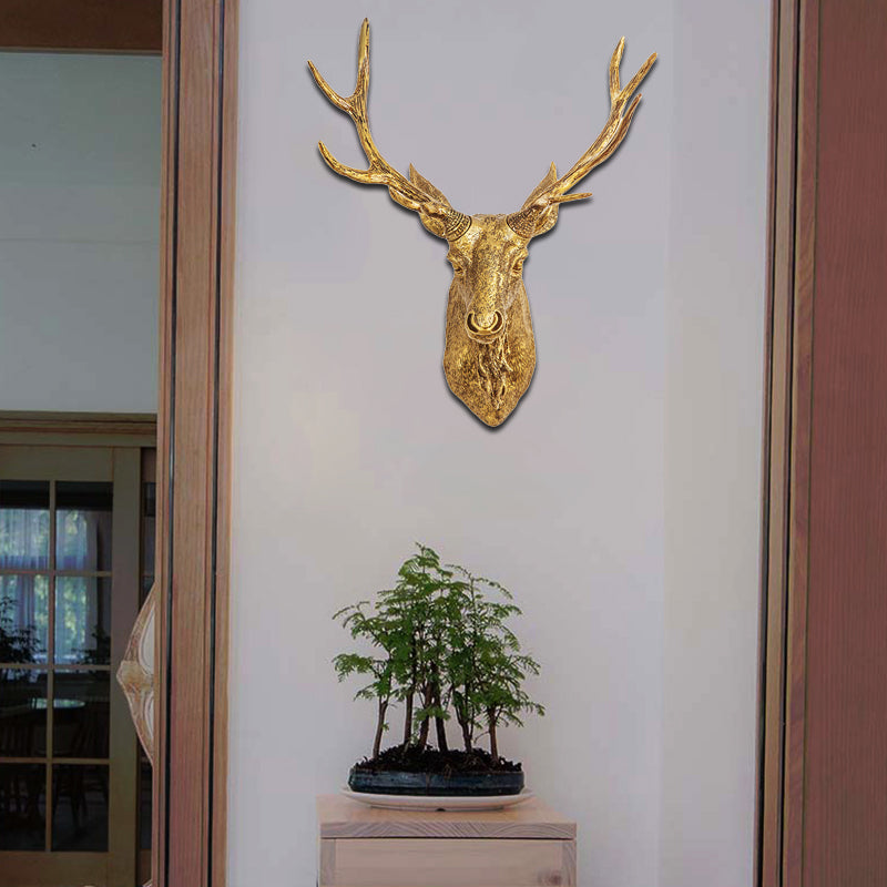 Traditional Deer Head Wall Light In Resin Grey/Silver/Bronze With 1 Sconce Bronze