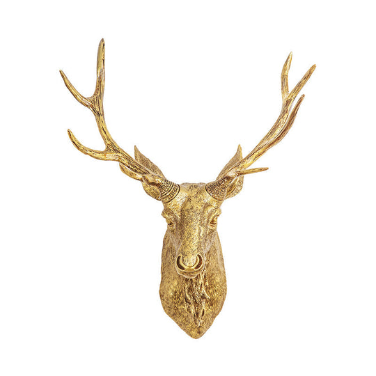 Traditional Deer Head Wall Light In Resin Grey/Silver/Bronze With 1 Sconce