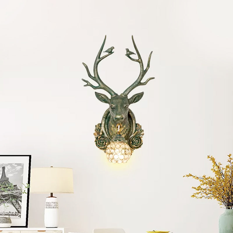 Elk 1-Light Traditional Wall Sconce For Living Room With Orb Crystal Shade - Resin Grey/Bronze/Gold