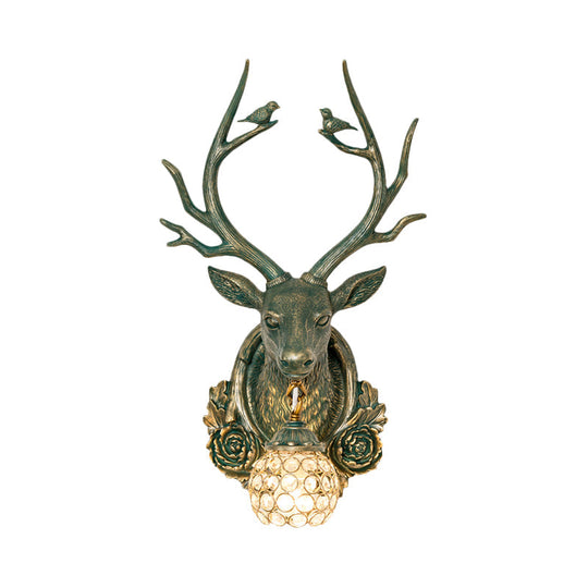 Elk 1-Light Traditional Wall Sconce For Living Room With Orb Crystal Shade - Resin Grey/Bronze/Gold