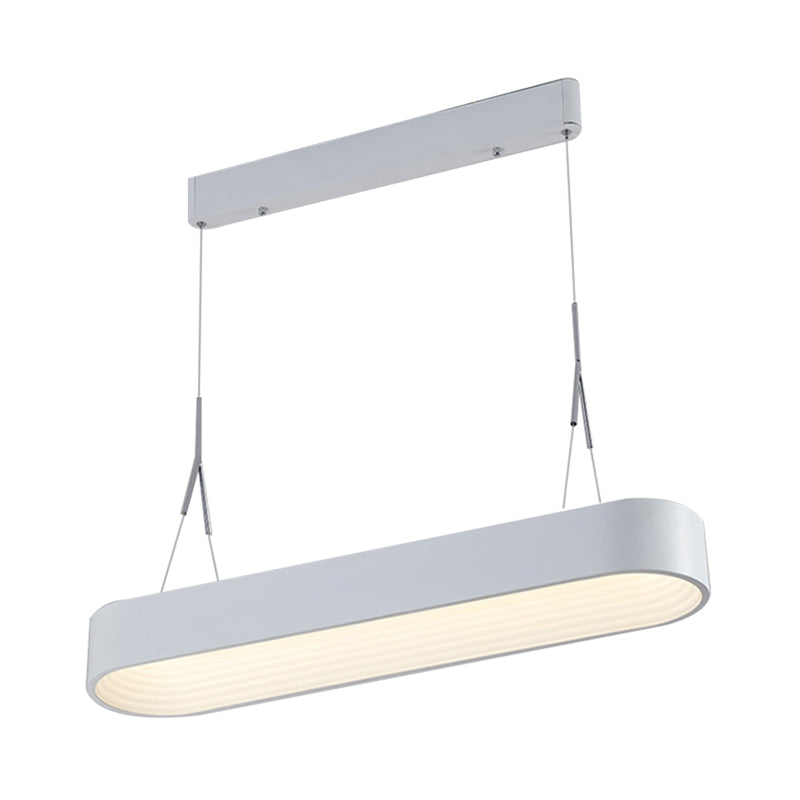 Modern Metal Rectangle LED Chandelier Lighting - 33.5"/47" Wide - White/Grey - Hanging Lamp Kit with Recessed Diffuser