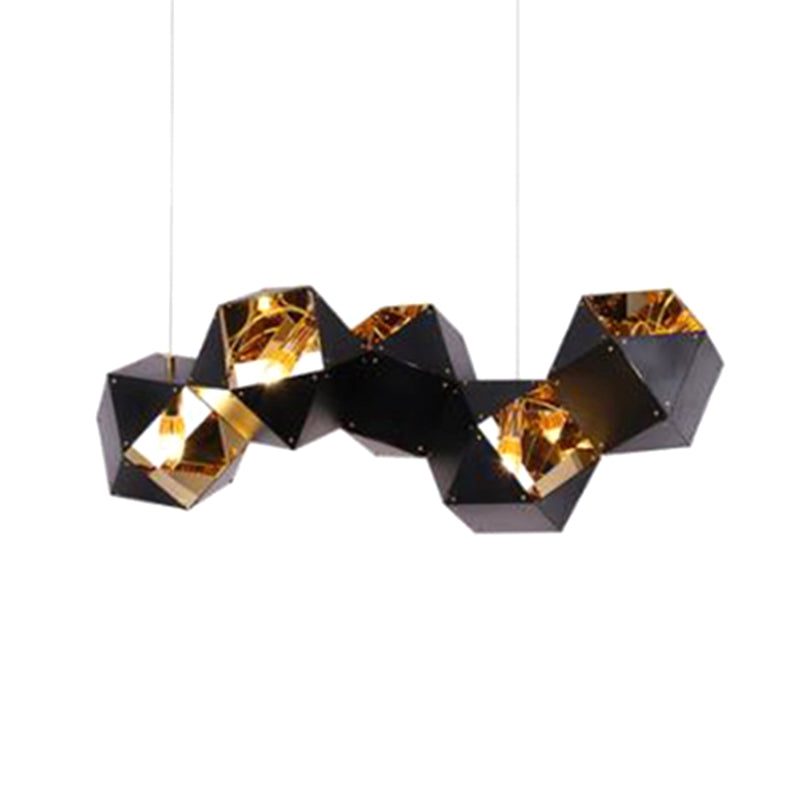 Modern Black/White Multifaceted Metal Chandelier Light - 8/12 Heads Perfect For Dining Rooms And