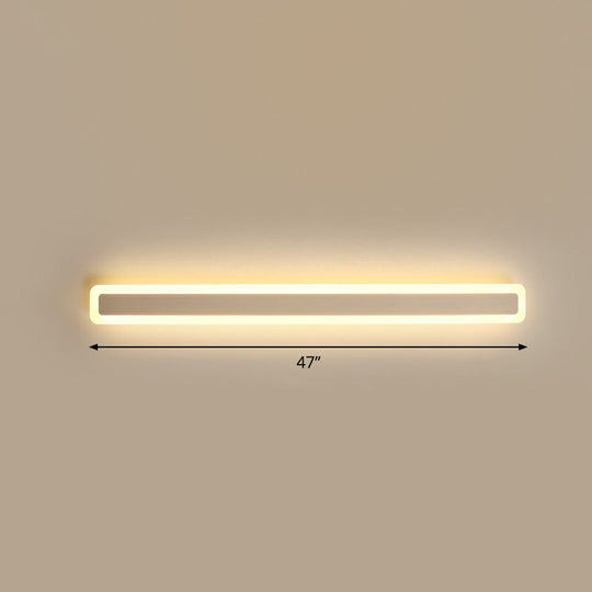 Minimalist Led Bar Vanity Light For Bathroom - White Acrylic Wall Mount / 47 Warm