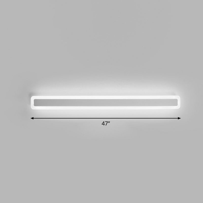 Minimalist Led Bar Vanity Light For Bathroom - White Acrylic Wall Mount / 47