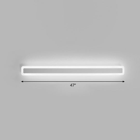 Minimalist Led Bar Vanity Light For Bathroom - White Acrylic Wall Mount / 47