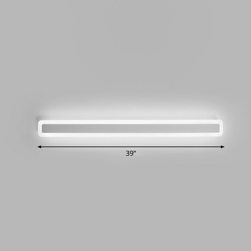 Minimalist Led Bar Vanity Light For Bathroom - White Acrylic Wall Mount / 39