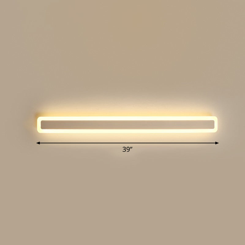 Minimalist Led Bar Vanity Light For Bathroom - White Acrylic Wall Mount / 39 Warm