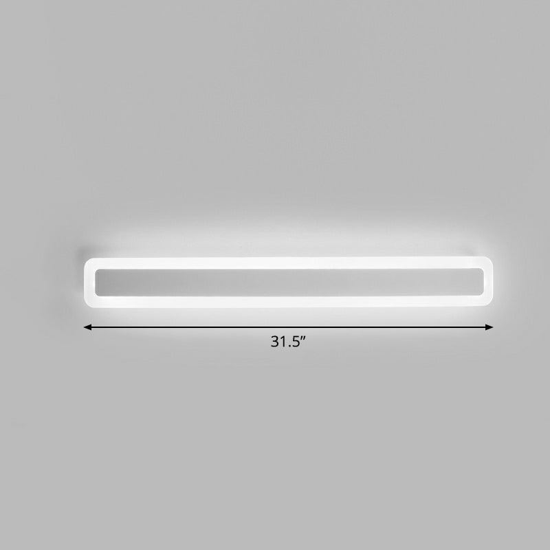 Minimalist Led Bar Vanity Light For Bathroom - White Acrylic Wall Mount / 31.5