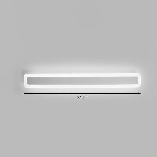 Minimalist Led Bar Vanity Light For Bathroom - White Acrylic Wall Mount / 31.5