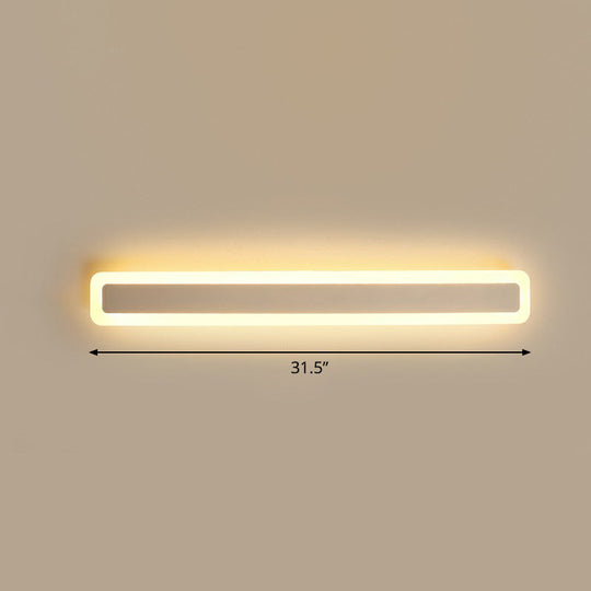 Minimalist Led Bar Vanity Light For Bathroom - White Acrylic Wall Mount / 31.5 Warm