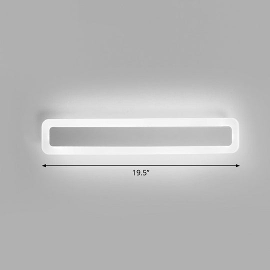 Minimalist Led Bar Vanity Light For Bathroom - White Acrylic Wall Mount / 19.5