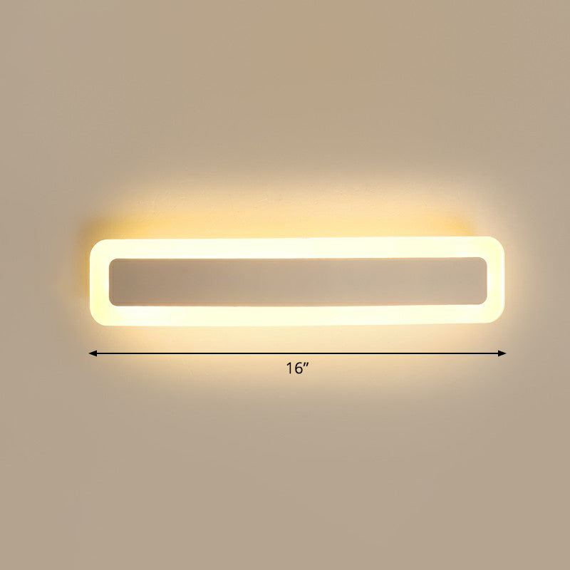 Minimalist Led Bar Vanity Light For Bathroom - White Acrylic Wall Mount / 16 Warm