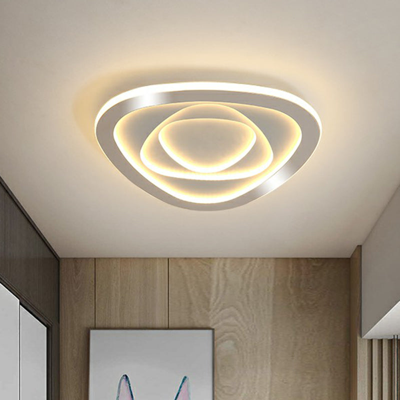 Modern White LED Flush Mount Ceiling Light with Acrylic Concentric Pattern