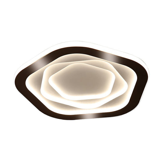 Modern White LED Flush Mount Ceiling Light with Acrylic Concentric Pattern