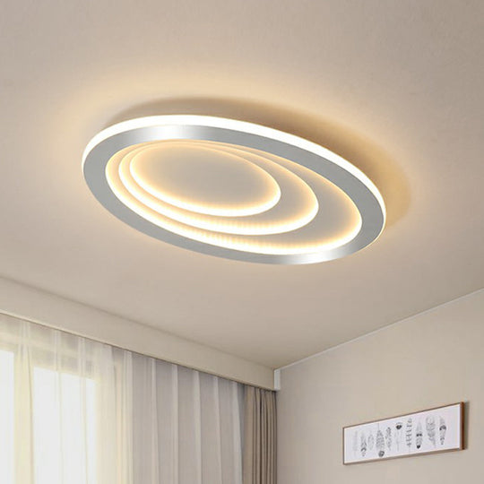 Modern White LED Flush Mount Ceiling Light with Acrylic Concentric Pattern