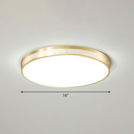 Minimalist Geometric Metal Flush Mounted LED Ceiling Light with Mesh Side