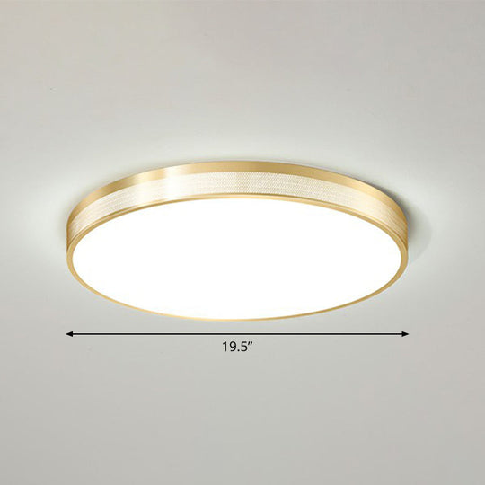 Minimalist Geometric Metal Flush Mounted Led Ceiling Light With Mesh Side Gold / Large Round